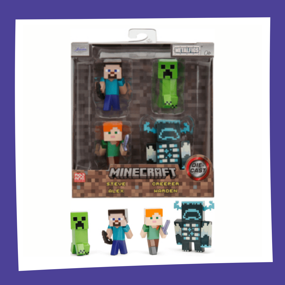 MINECRAFT - Metalfigs Die-Cast Jada Toys - Pack de 4 Figurines